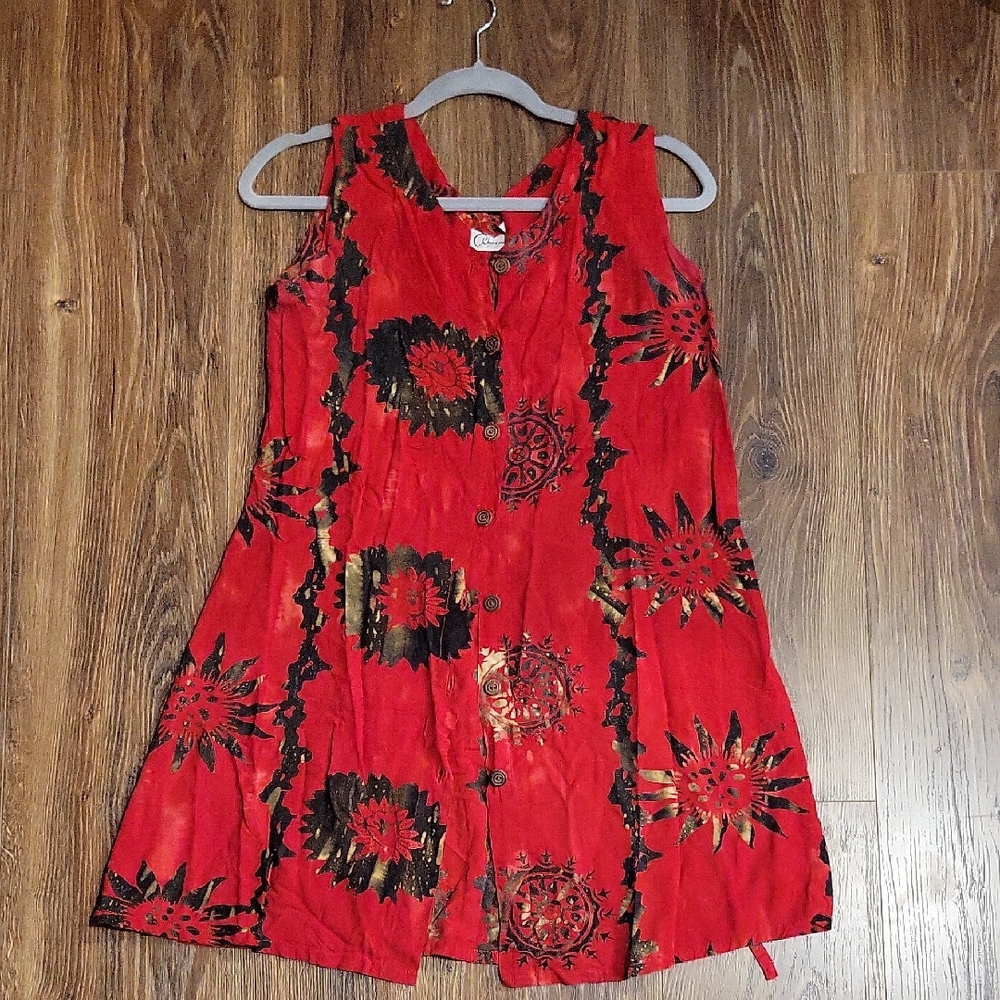 India Boutique Red and Black Sunburst Mini Dress